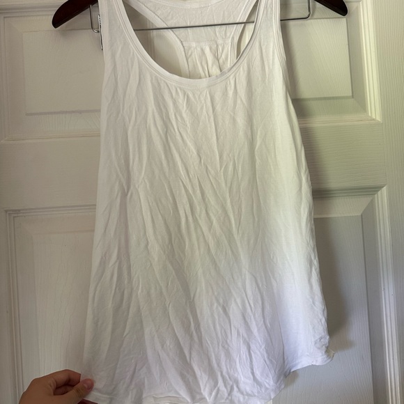 Lululemon Love Tank Pleated Pima Cotton Blend Curved Hem Racerback Top - Size 4 - Picture 3 of 5